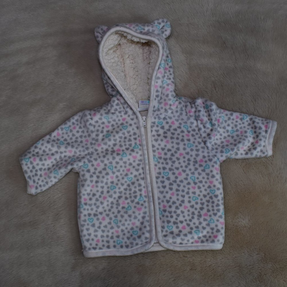Baby Fleece Faux Sherpa Zip up Hoodie Jacket Size 0-3